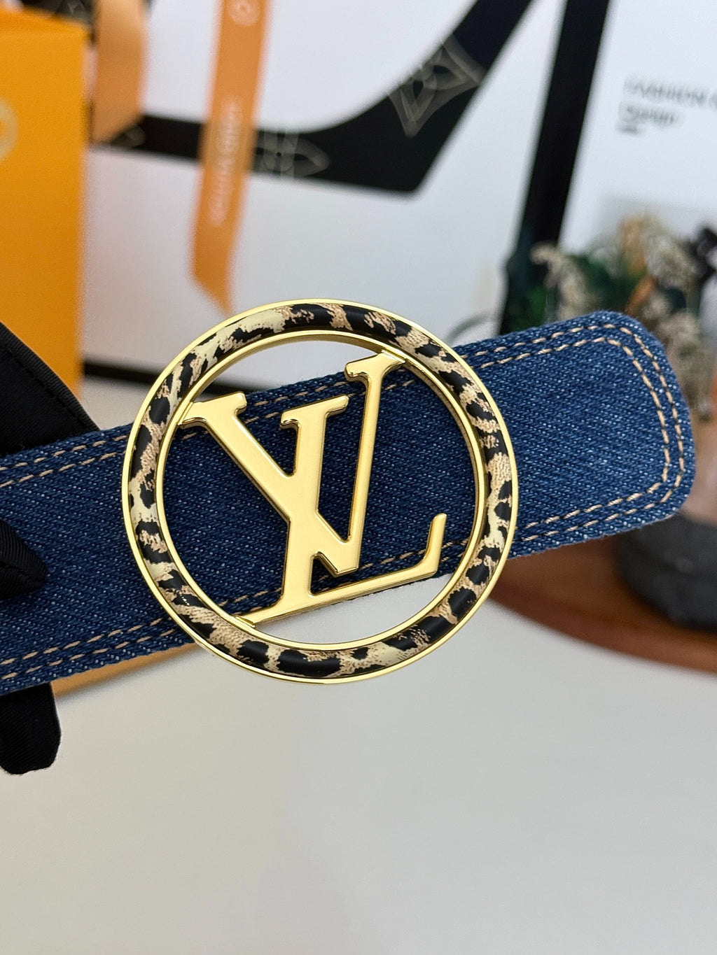 Louis Vuitton LV Circle Denim 35MM Reversible Belt Blue Gold