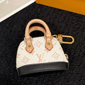 LV Alma Bag Charm White Beige mix Black Cowhide Canvas