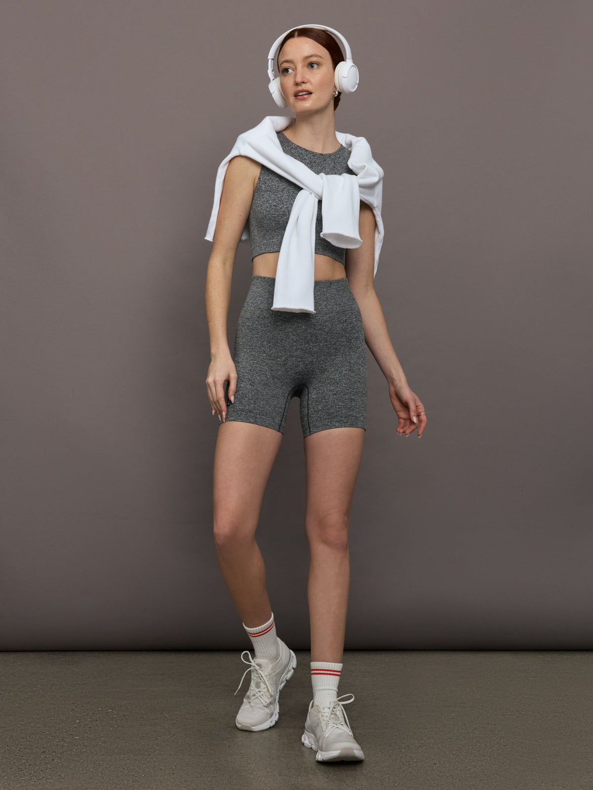 Studio Knit Crop - Graphite Heather