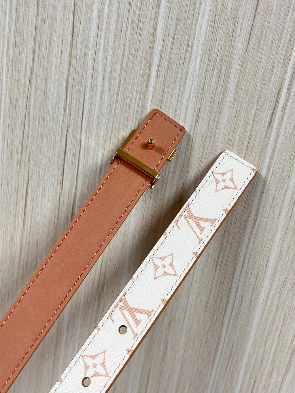 Louis Vuitton LV Initiales 30MM Reversible Belt Monogram Canvas White/Pink
