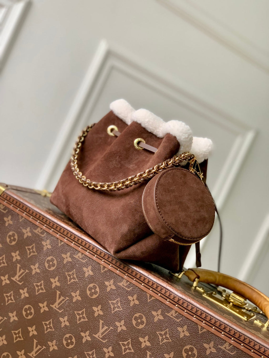 LV 2025 Bella Bag cm Chocolate Brown Suede 347357