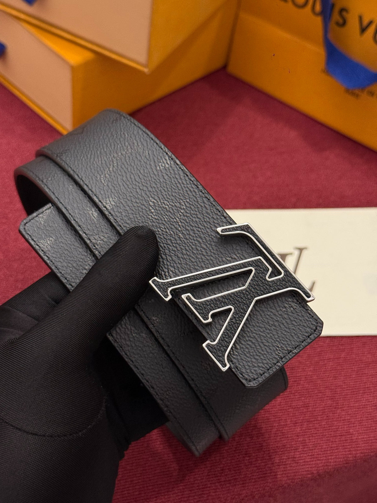 Louis Vuitton LV Initiales 40MM Reversible Belt Monogram Shadow Black