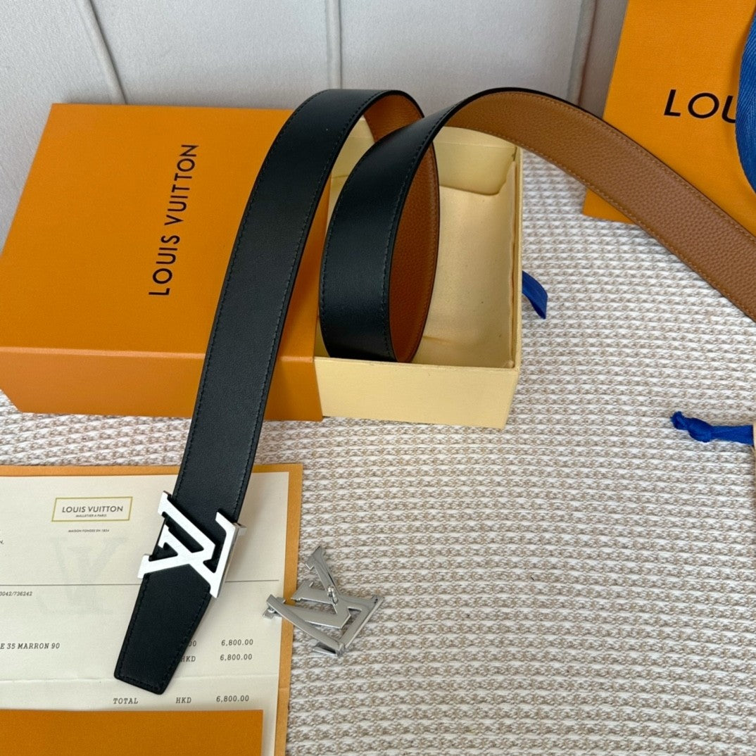 Louis Vuitton LV Heritage 35MM Reversible Belt Cognac