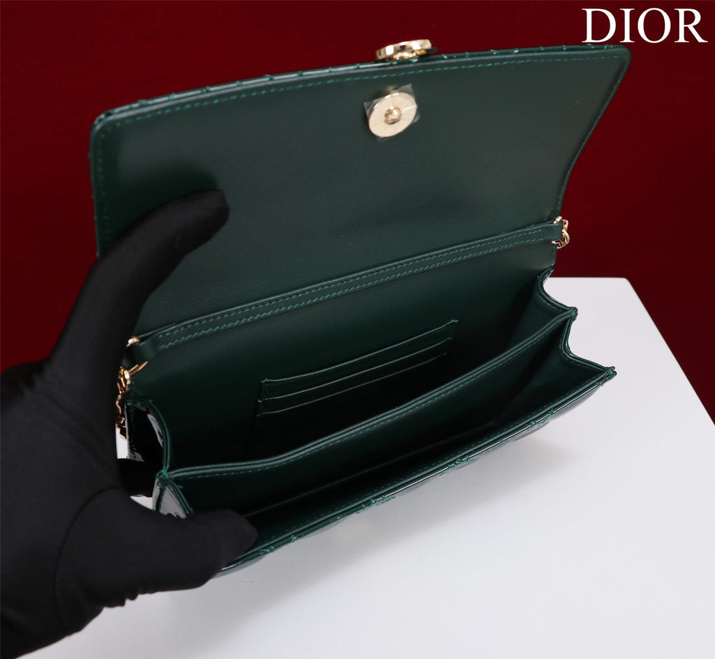 my cd mini 21 dark green patent calfskin