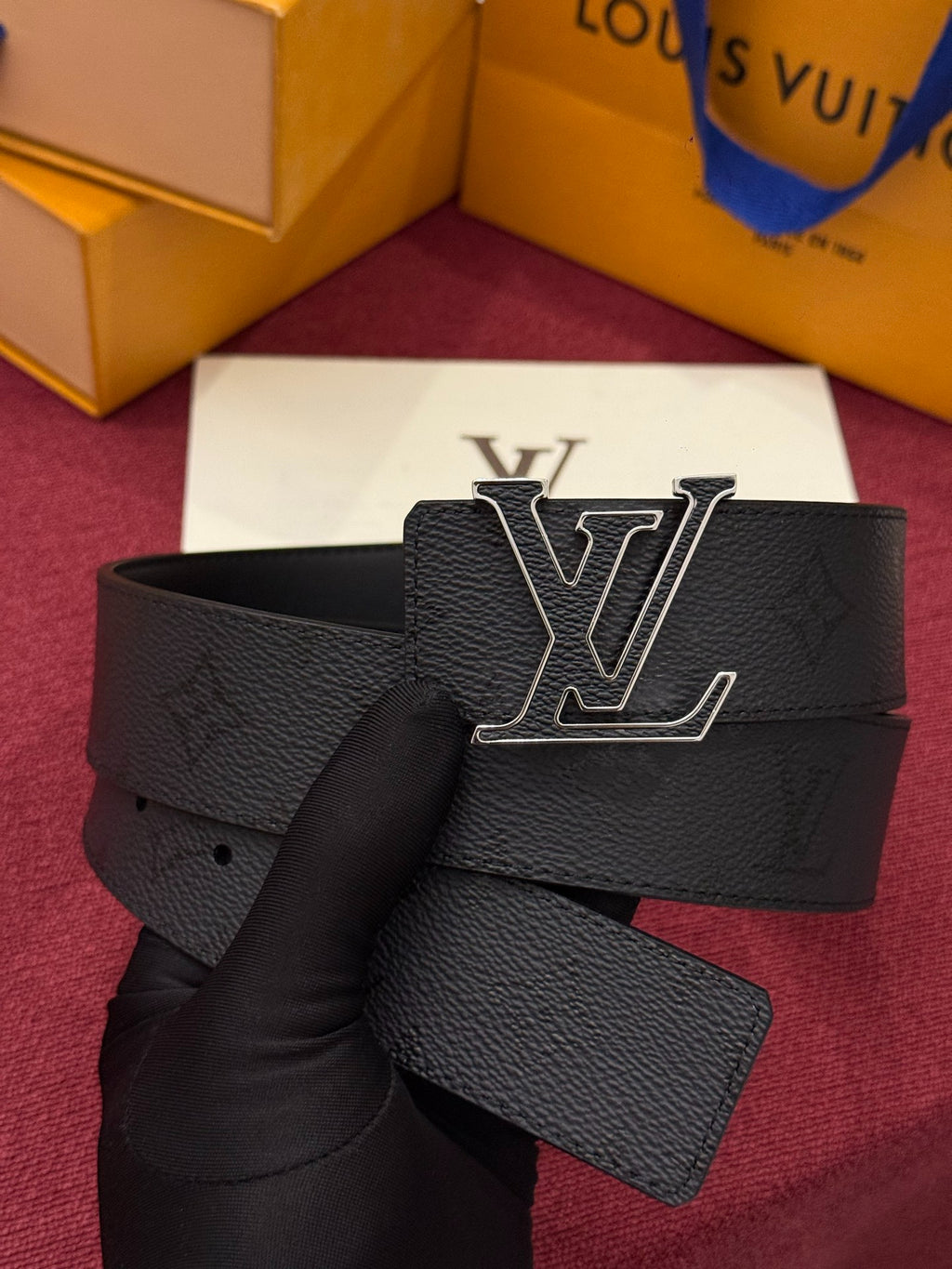 Louis Vuitton LV Initiales 40MM Reversible Belt Monogram Shadow Black