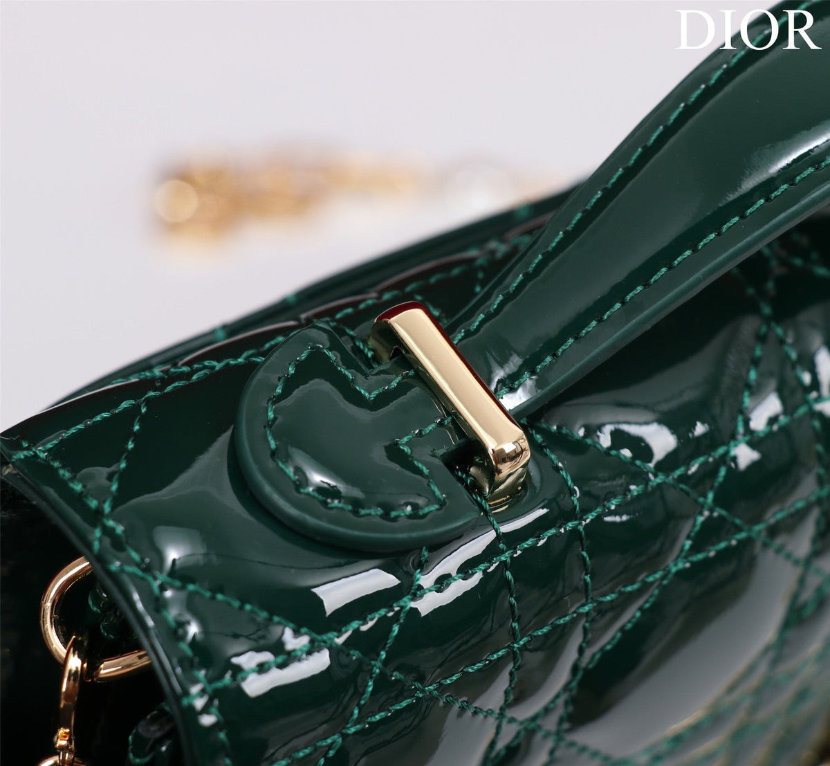 my cd mini 21 dark green patent calfskin