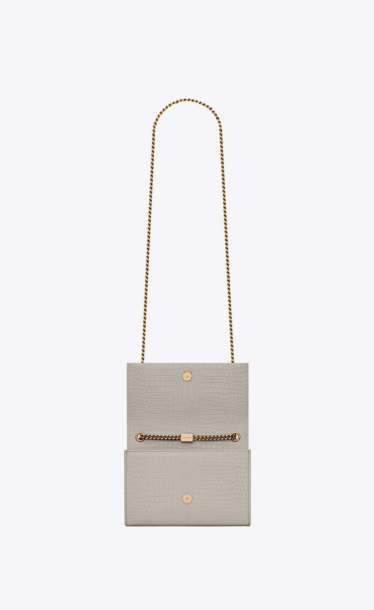 Y Kate Small Chain Bag with Tassel in Crocodile Embossed Shiny Leather