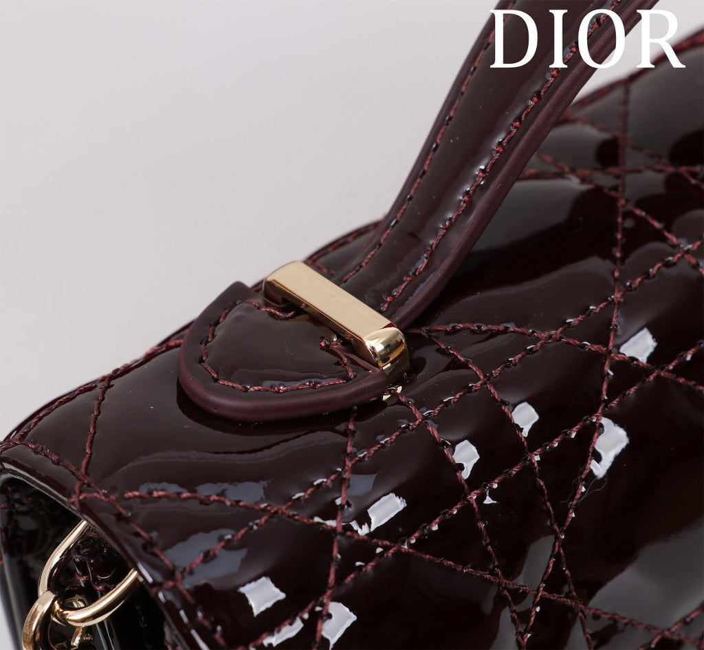 my cd mini 21 wine red patent calfskin