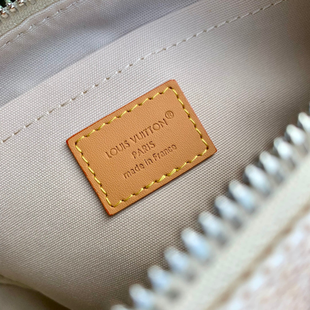LV 2025 Keepall Bandoulière 25 Off-white mix Camel Canvas Leather 347090