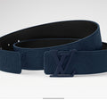 Louis Vuitton LV Taurillon 40MM Reversible Belt Navy Blue Hardware