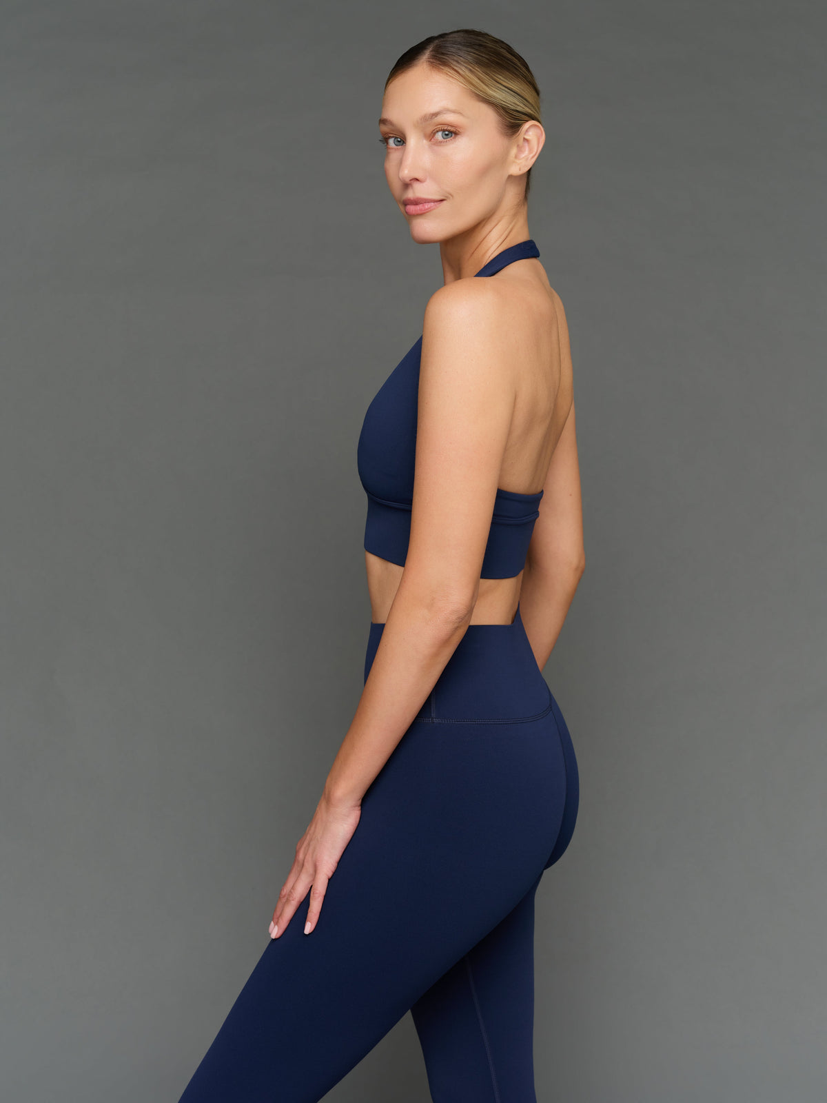 Halter Bra in Diamond Compression - Navy Blazer