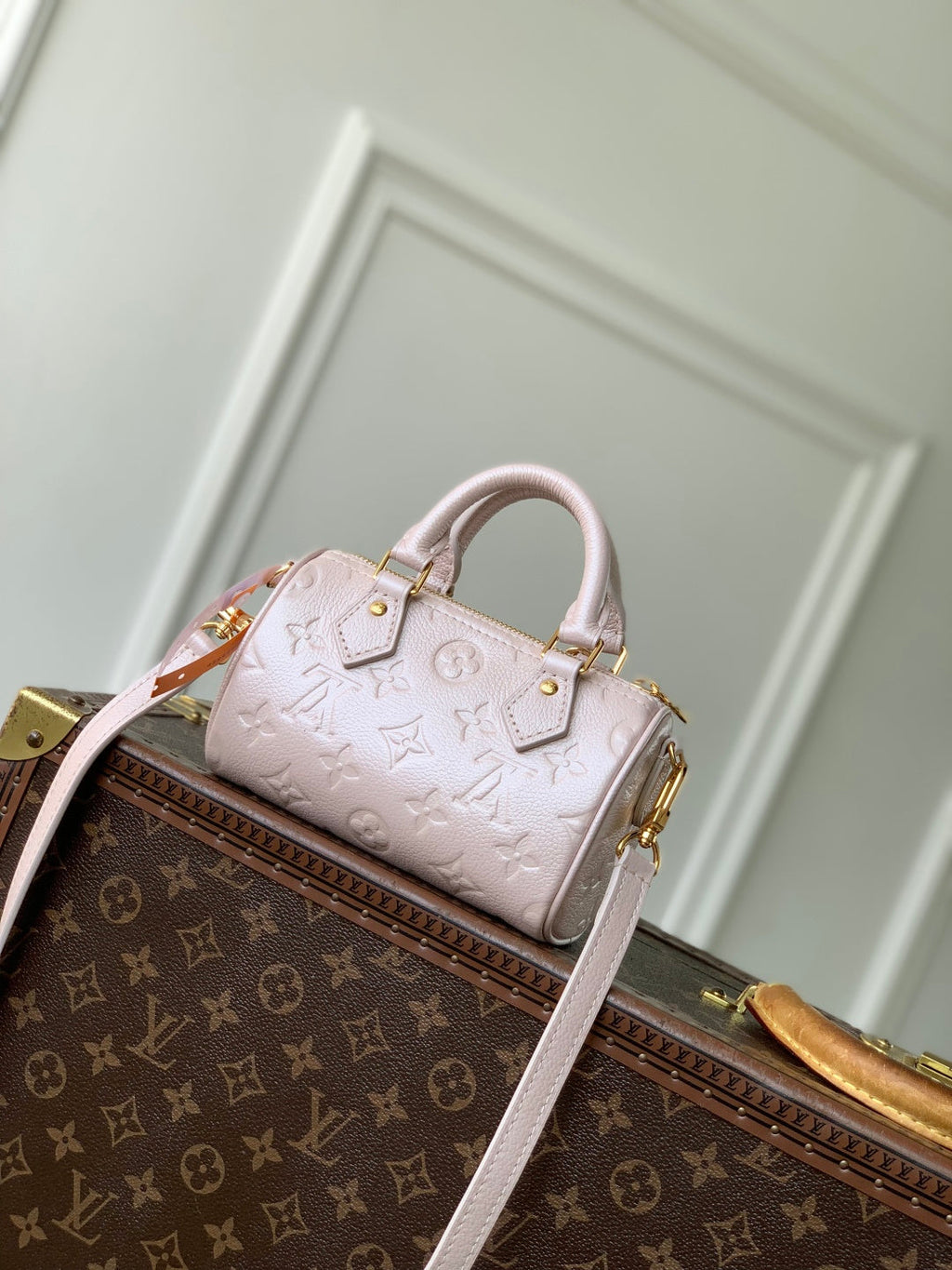 LV 2025 Nano Speedy Bag 16cm Pink Calfskin 346575