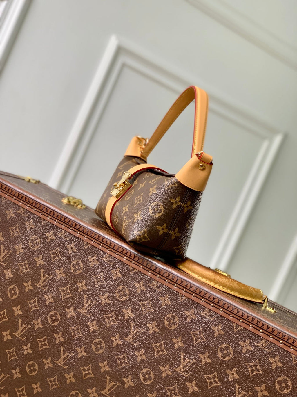 LV 2025 Pochette Mia Camel Brown Leather Canvas 346572