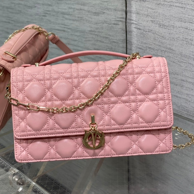 MY CD 24 TOP HANDLE BAG PINK LAMBSKIN