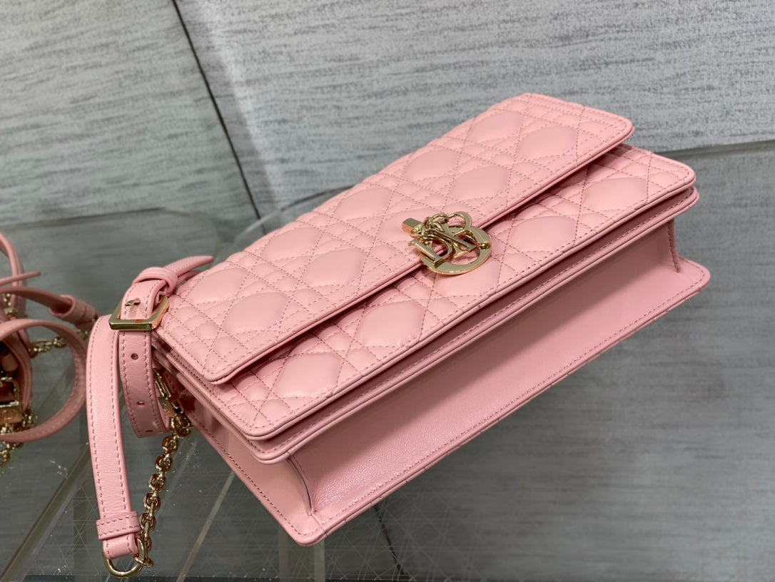 MY CD 24 TOP HANDLE BAG PINK LAMBSKIN