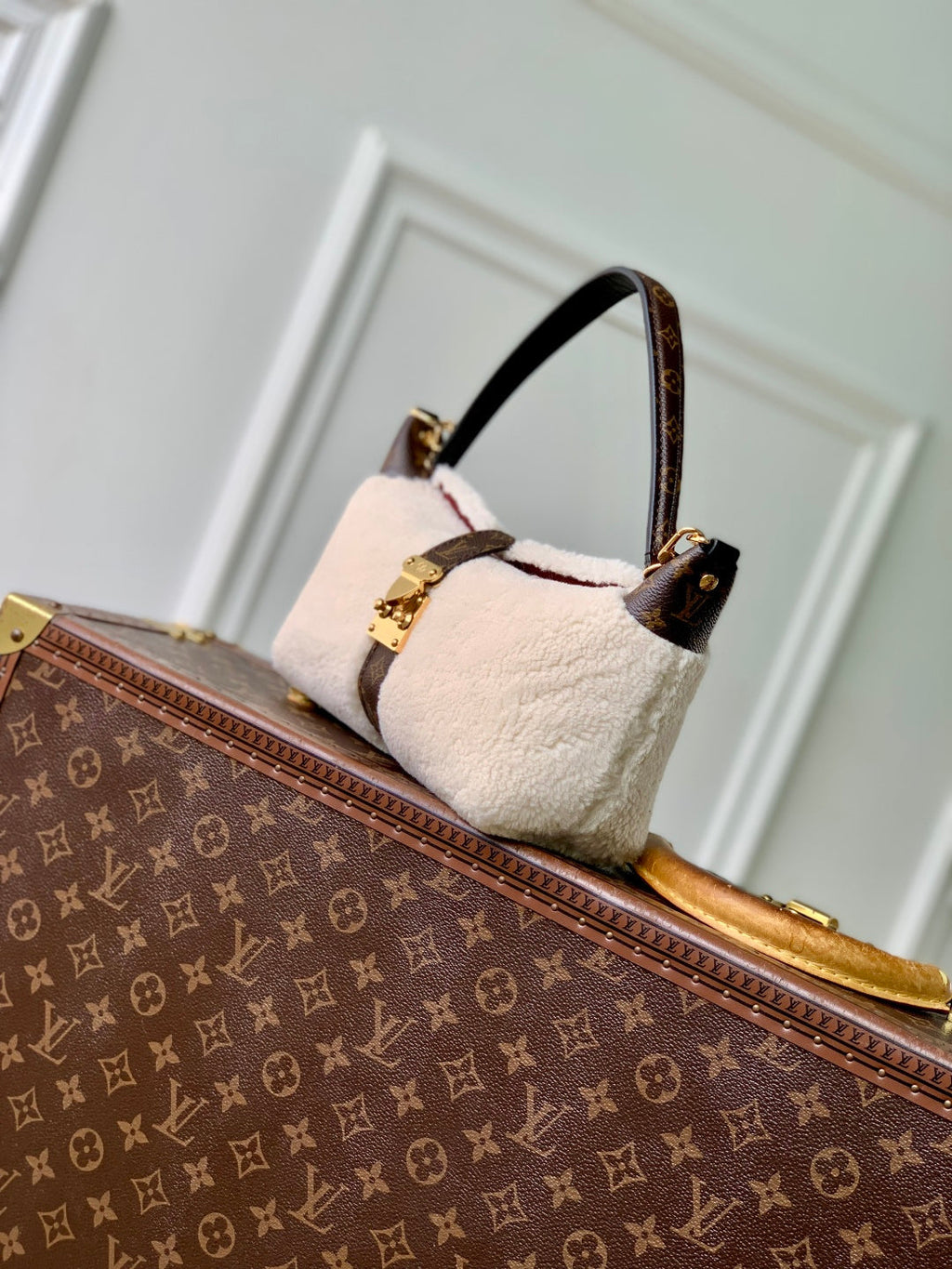 LV 2025 Pochette Mia Cream Brown Wool Canvas 346576