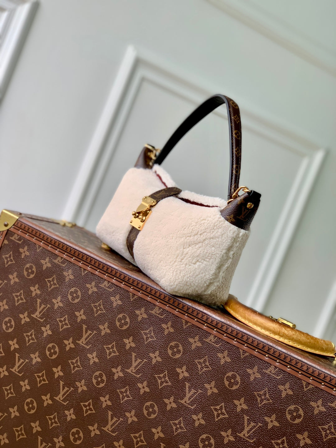 LV 2025 Pochette Mia Cream Brown Wool Canvas 346576