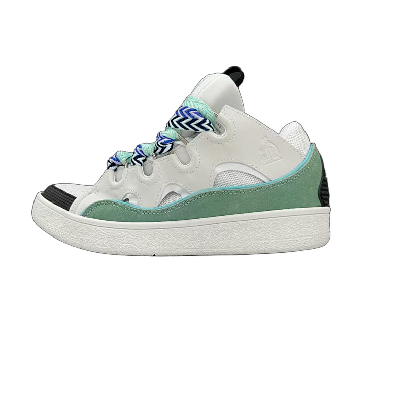Lanvin Curb Sneakers 'White Mint Green' - Multicolor Chevron Laces
