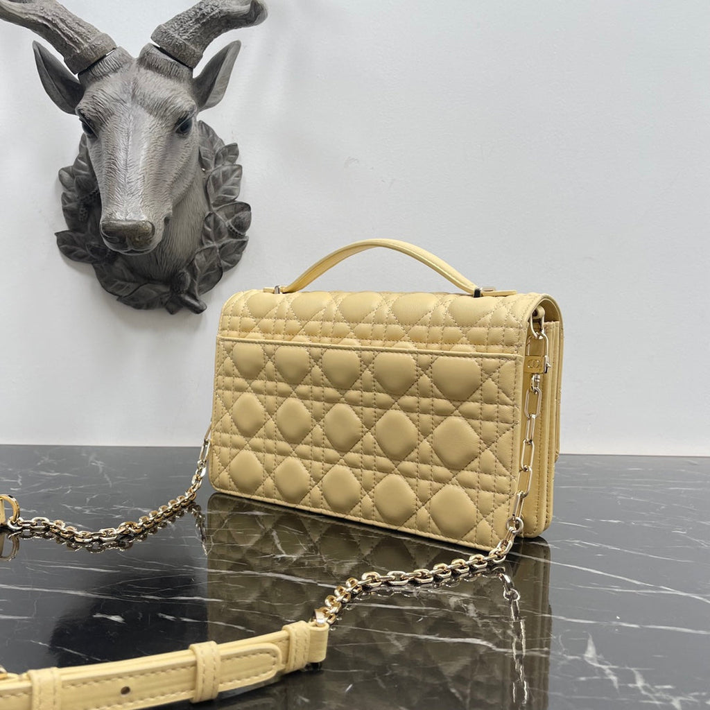 MY CD 24 TOP HANDLE BAG YELLOW LAMBSKIN