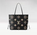 Louis Vuitton Neverfull MM Monogram Empreinte Leather Bag Black / Beige