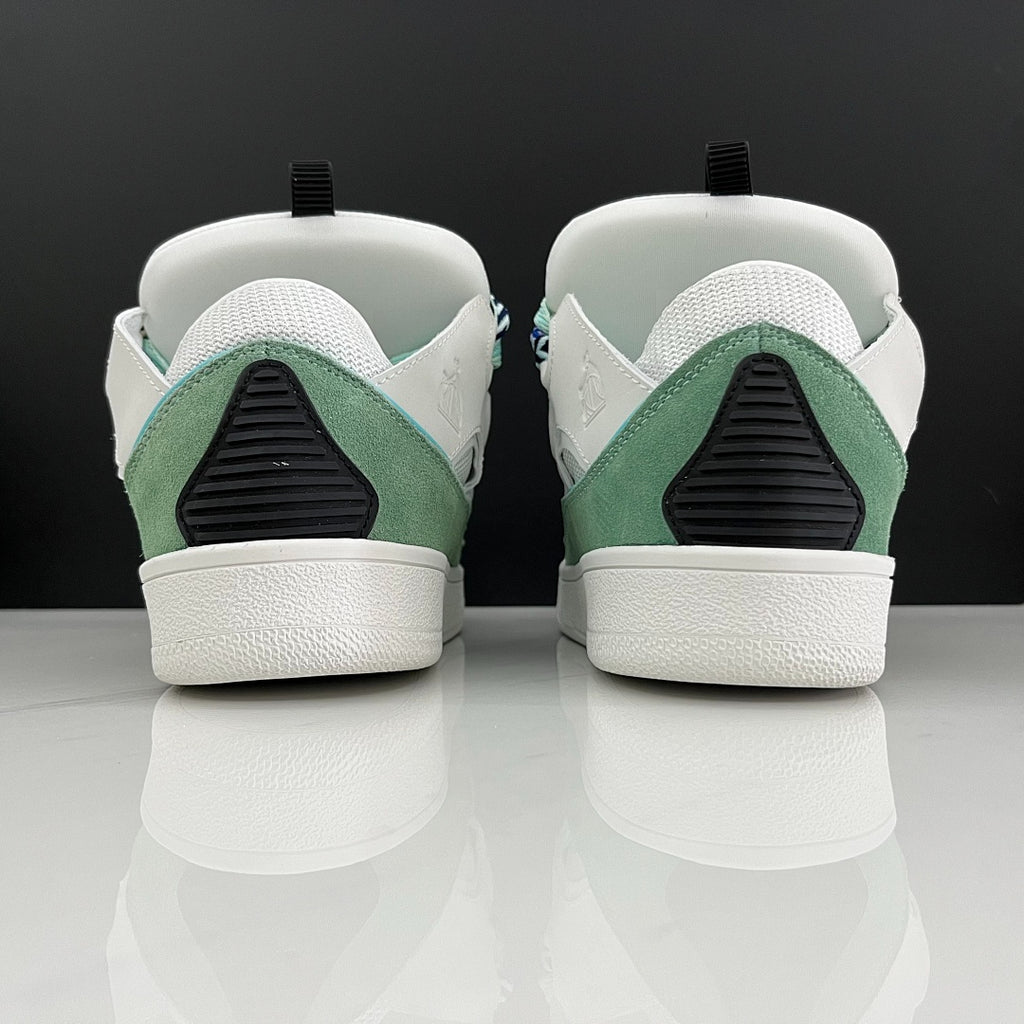 Lanvin Curb Sneakers 'White Mint Green' - Multicolor Chevron Laces