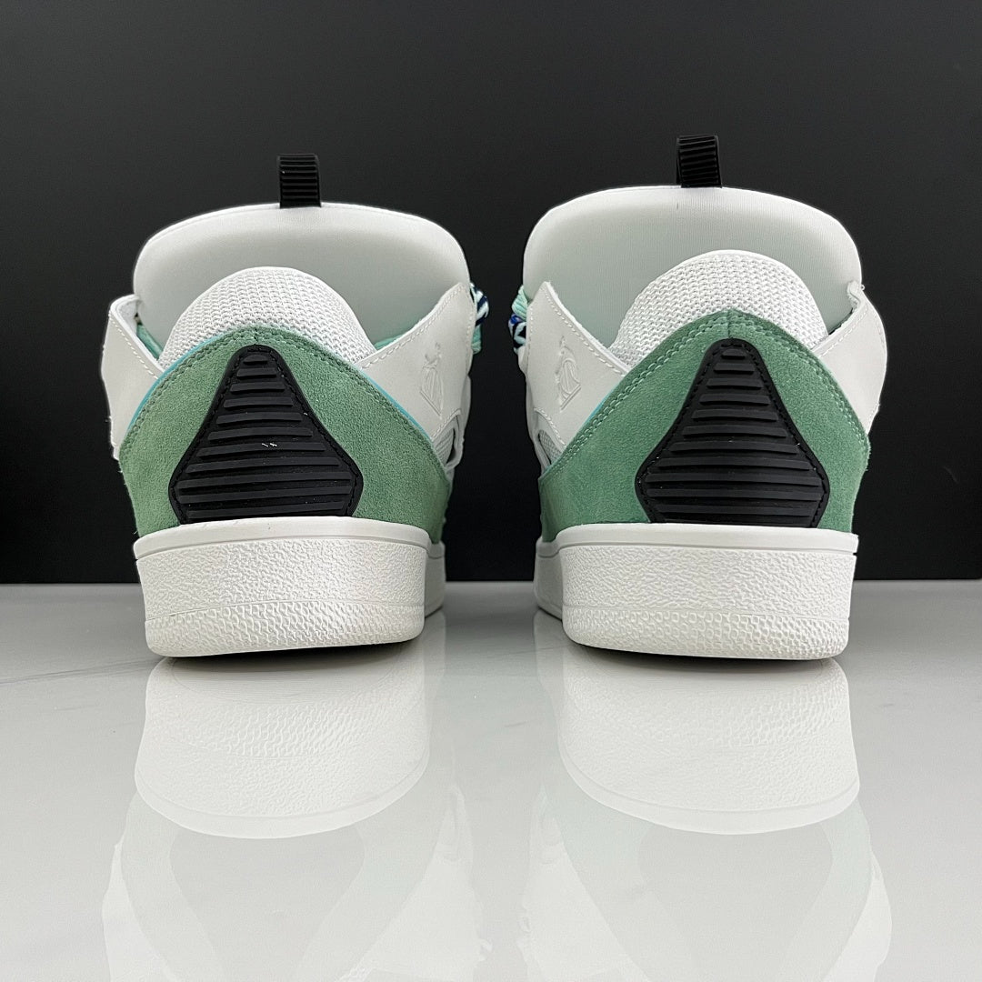 Lanvin Curb Sneakers 'White Mint Green' - Multicolor Chevron Laces