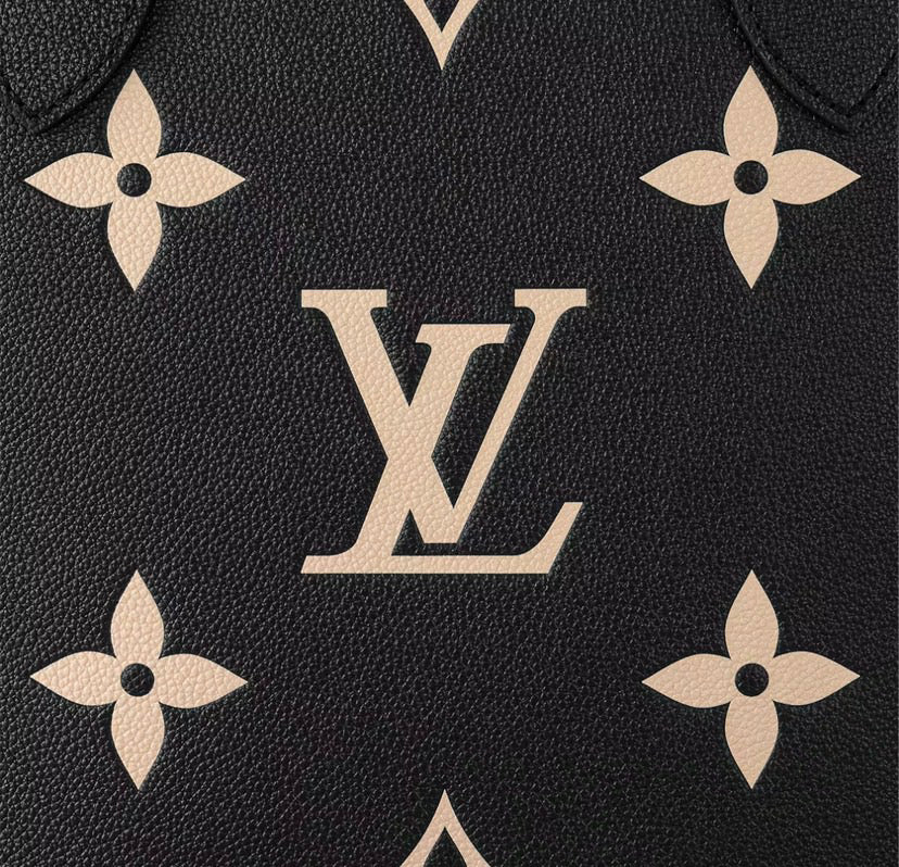 Louis Vuitton Neverfull MM Monogram Empreinte Leather Bag Black / Beige