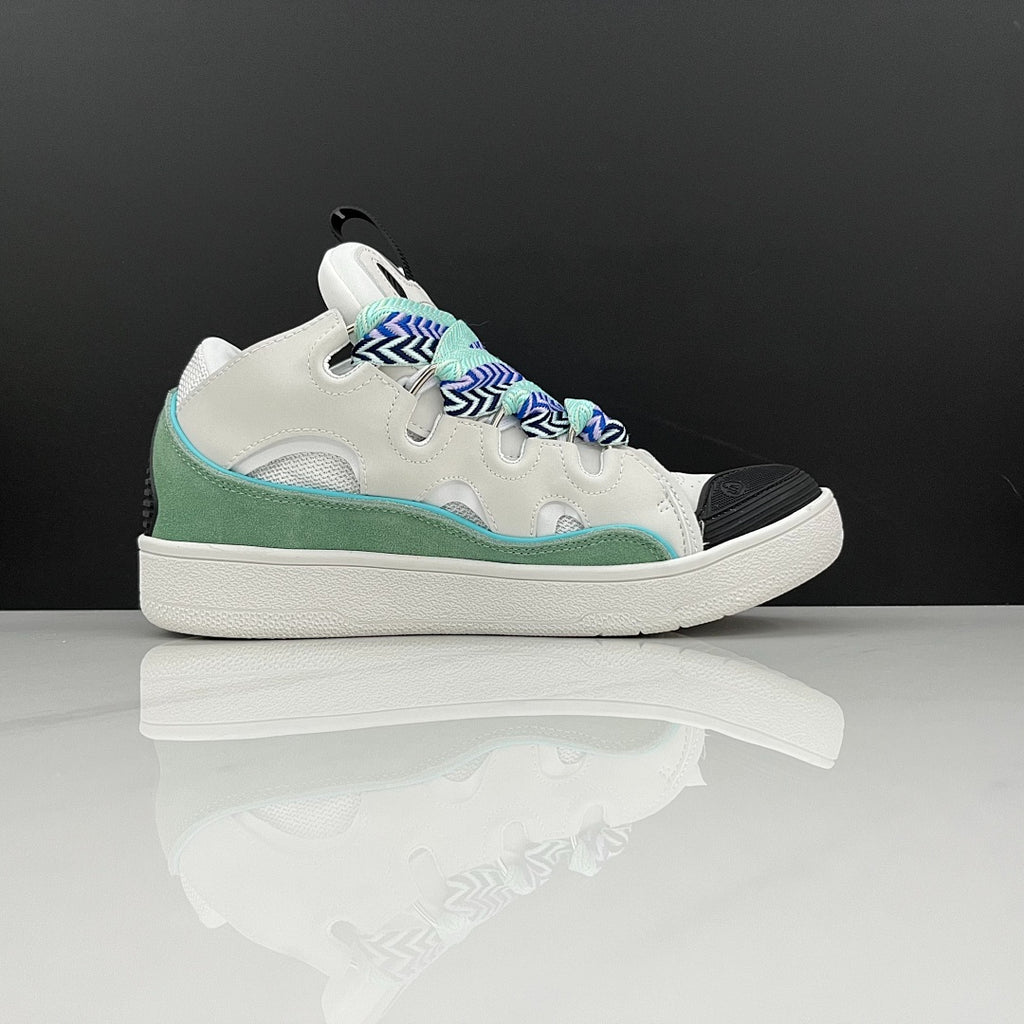 Lanvin Curb Sneakers 'White Mint Green' - Multicolor Chevron Laces