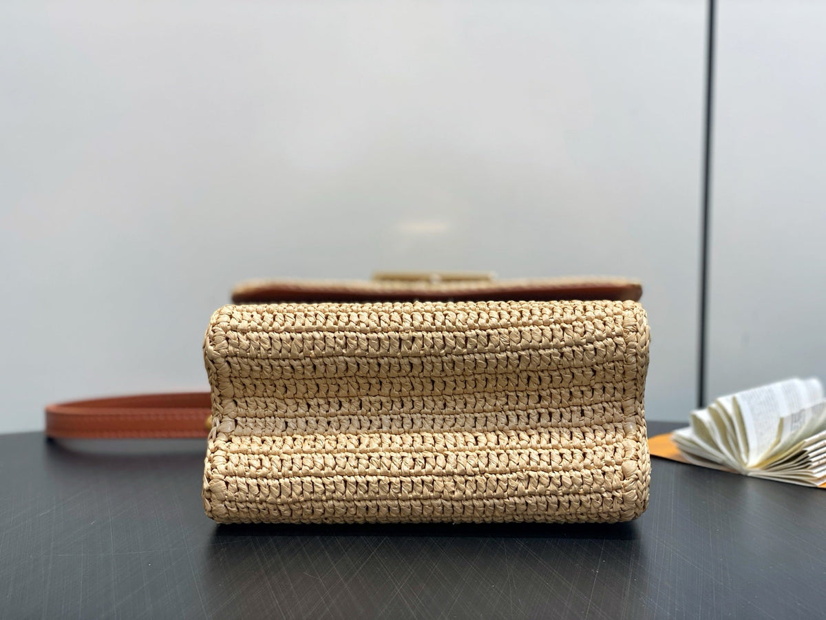 LV 2025 Twist PM Slim 19cm Beige Gold Raffia Leather 344001