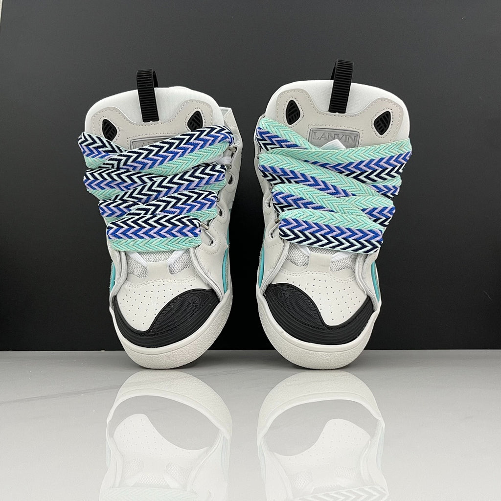 Lanvin Curb Sneakers 'White Mint Green' - Multicolor Chevron Laces