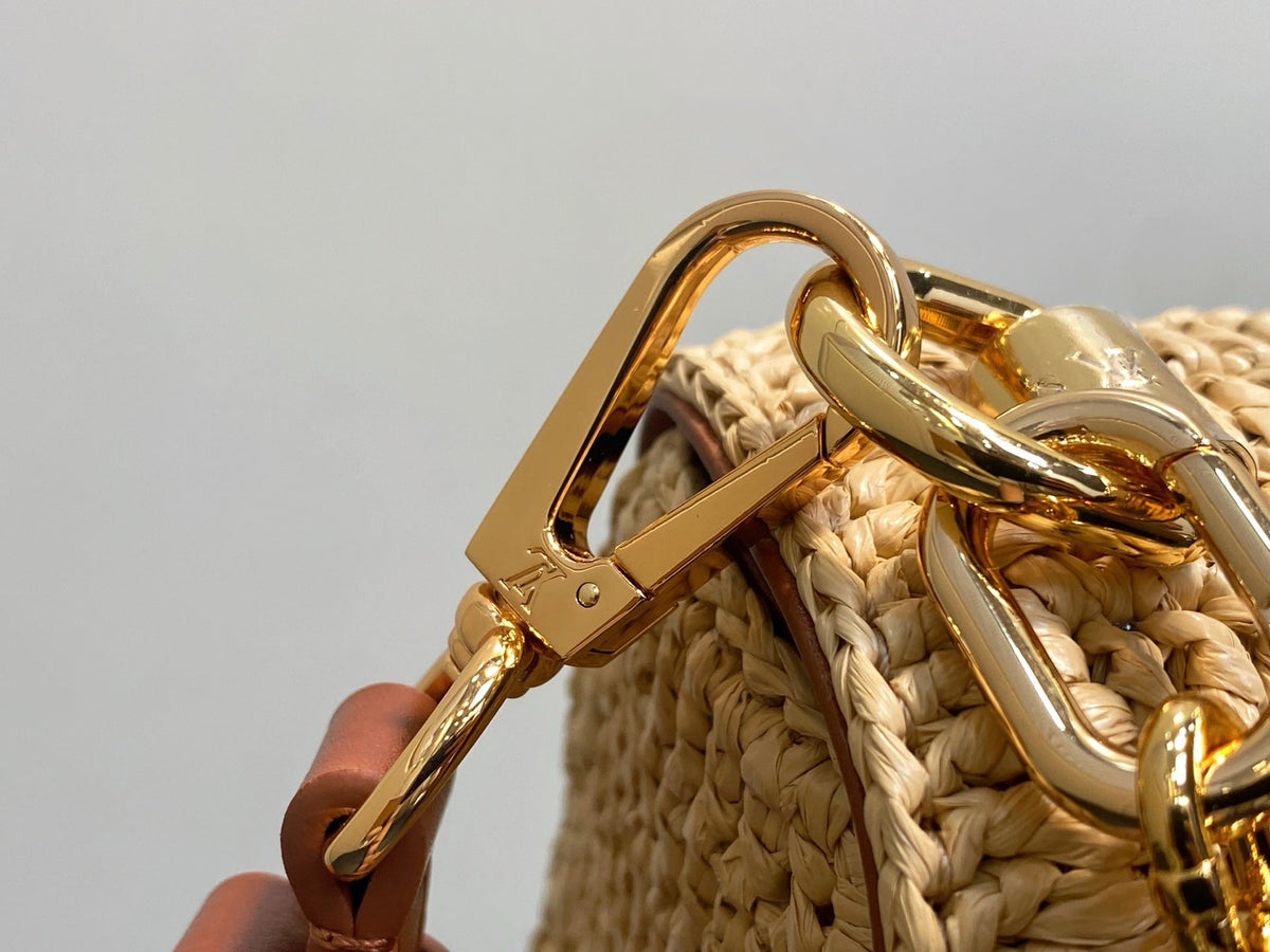 LV 2025 Twist PM Slim 19cm Beige Gold Raffia Leather 344001