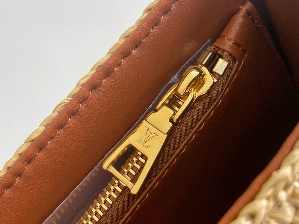 LV 2025 Twist PM Slim 19cm Beige Gold Raffia Leather 344001