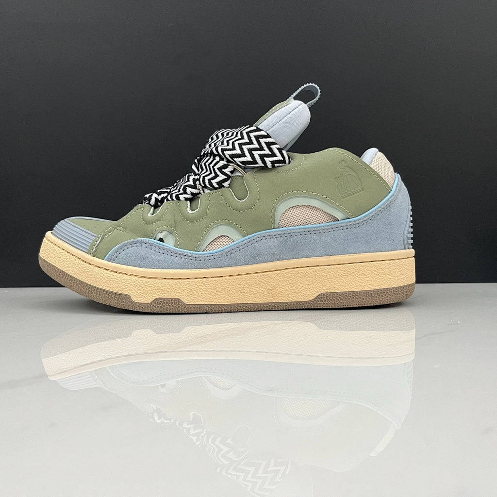 Lanvin Curb Sneakers 'Sage Green Light Blue' - Black/White Laces