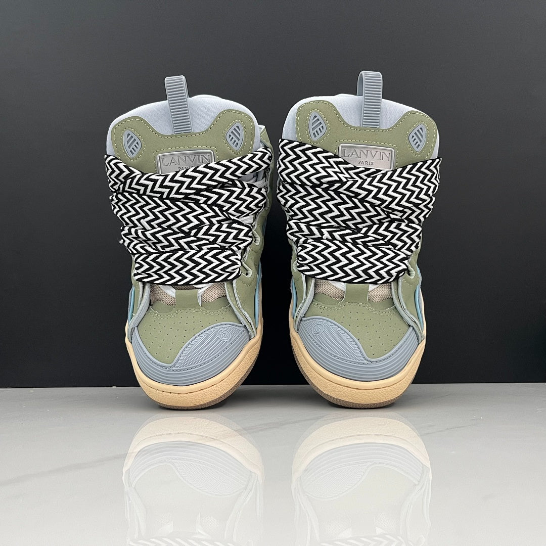 Lanvin Curb Sneakers 'Sage Green Light Blue' - Black/White Laces