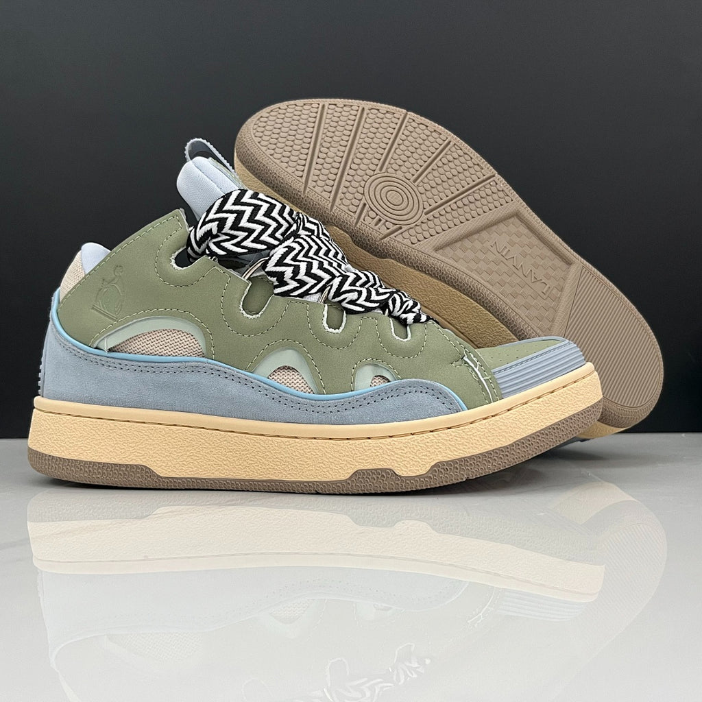 Lanvin Curb Sneakers 'Sage Green Light Blue' - Black/White Laces