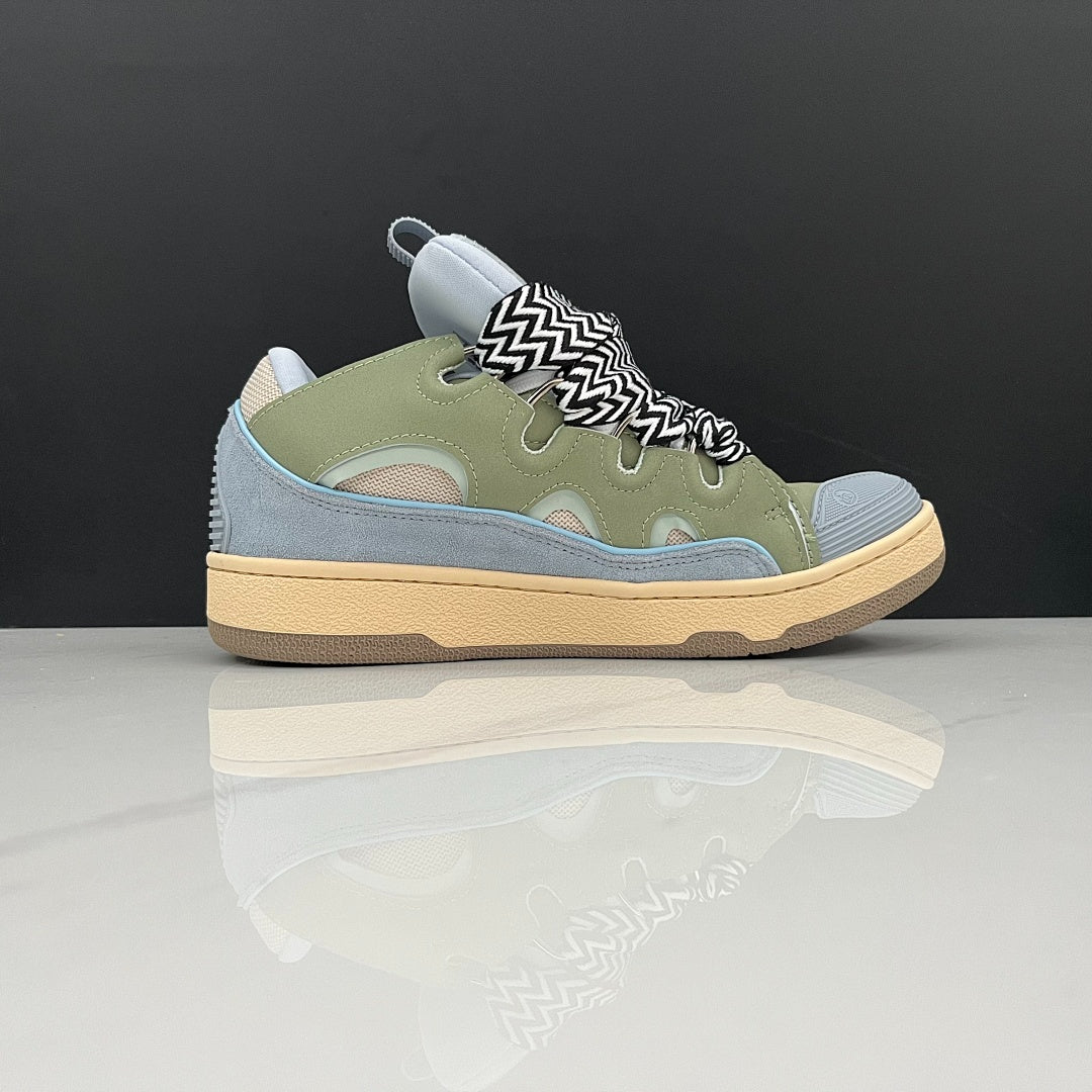 Lanvin Curb Sneakers 'Sage Green Light Blue' - Black/White Laces
