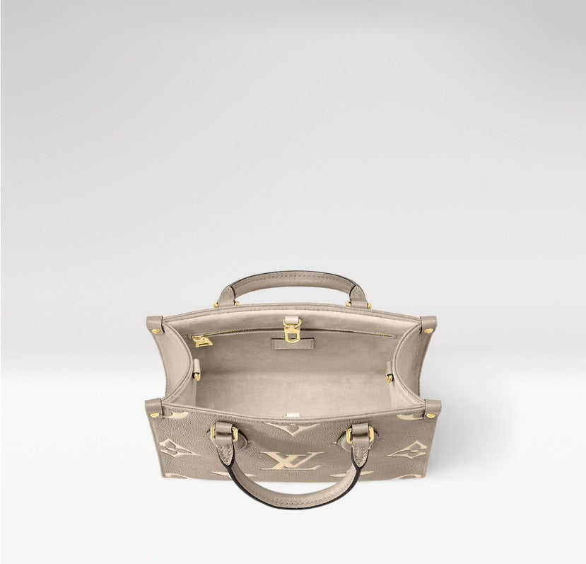 Louis Vuitton OnTheGo PM Bicolor Monogram Empreinte Tourterelle Crème