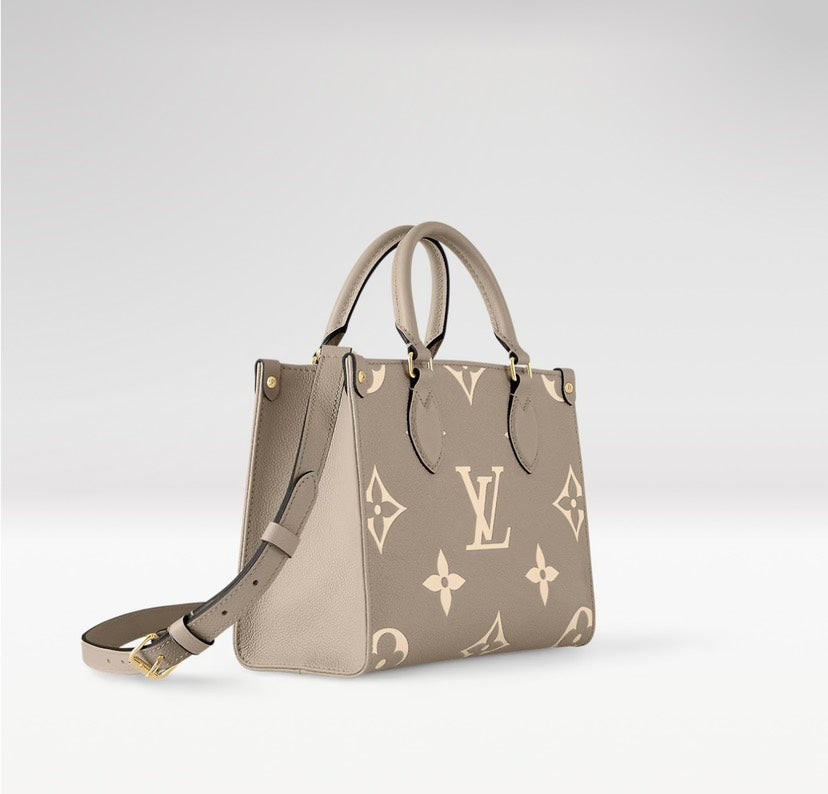 Louis Vuitton OnTheGo PM Bicolor Monogram Empreinte Tourterelle Crème