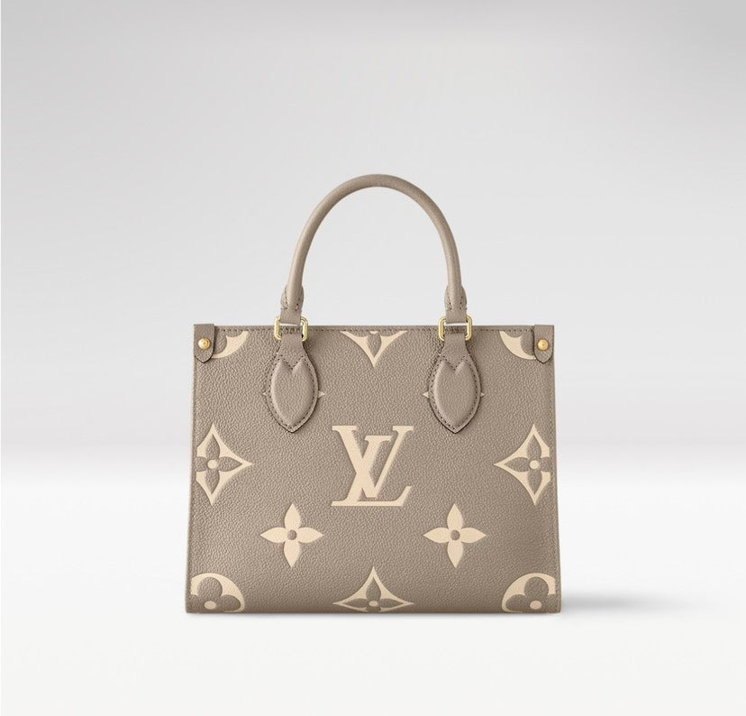 Louis Vuitton OnTheGo PM Bicolor Monogram Empreinte Tourterelle Crème