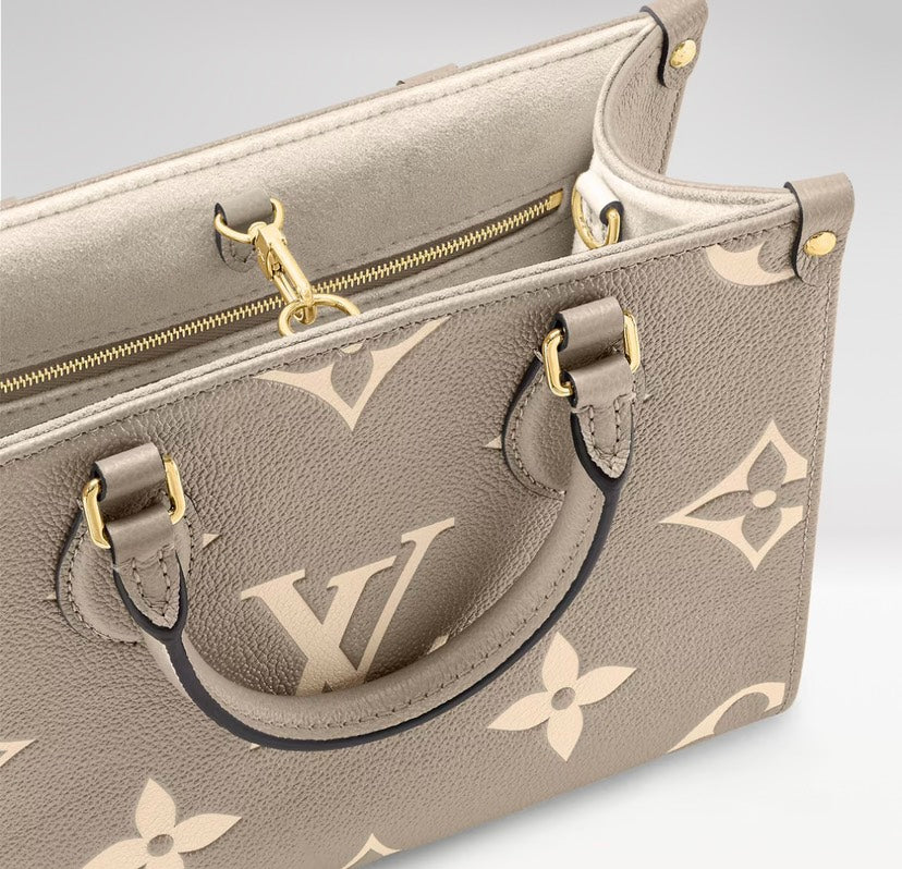 Louis Vuitton OnTheGo PM Bicolor Monogram Empreinte Tourterelle Crème