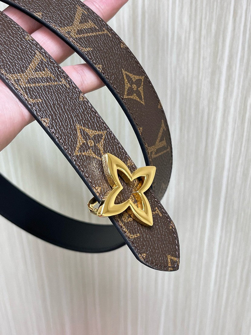 Louis Vuitton LV Flowergram 30MM Reversible Belt Monogram Canvas Black 30mm