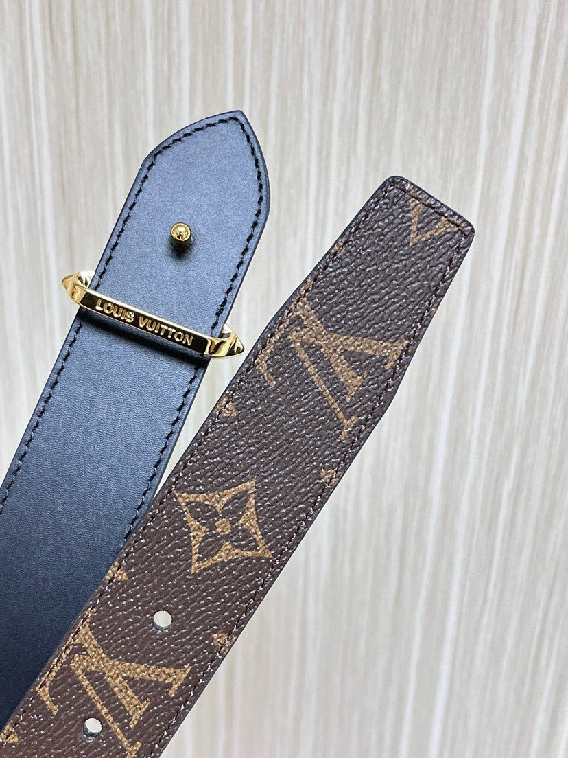 Louis Vuitton LV Flowergram 30MM Reversible Belt Monogram Canvas Black 30mm