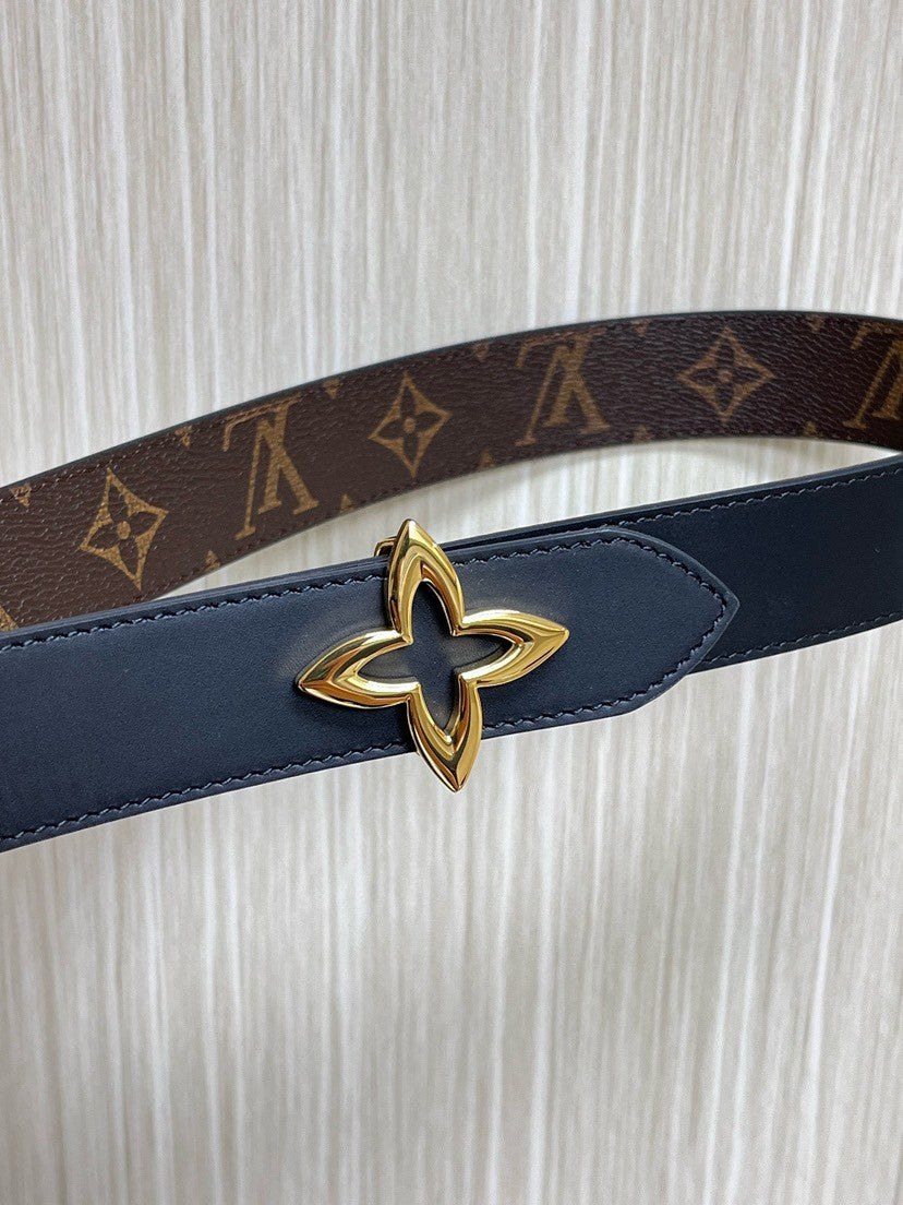 Louis Vuitton LV Flowergram 30MM Reversible Belt Monogram Canvas Black 30mm