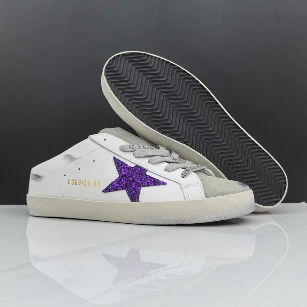 Golden Goose Super-Star Sabot White Leather Purple Glitter