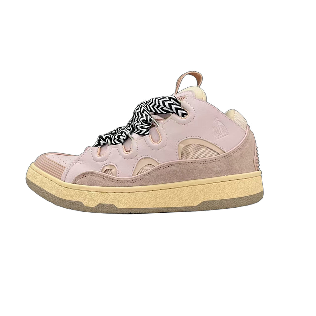 Lanvin Curb Sneakers 'Light Pink' - Black/White Chevron Laces
