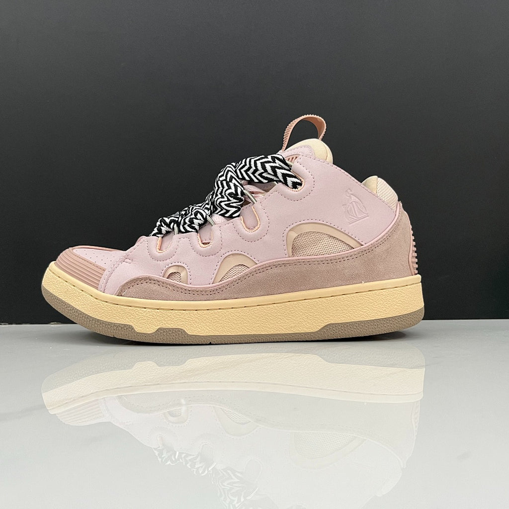 Lanvin Curb Sneakers 'Light Pink' - Black/White Chevron Laces