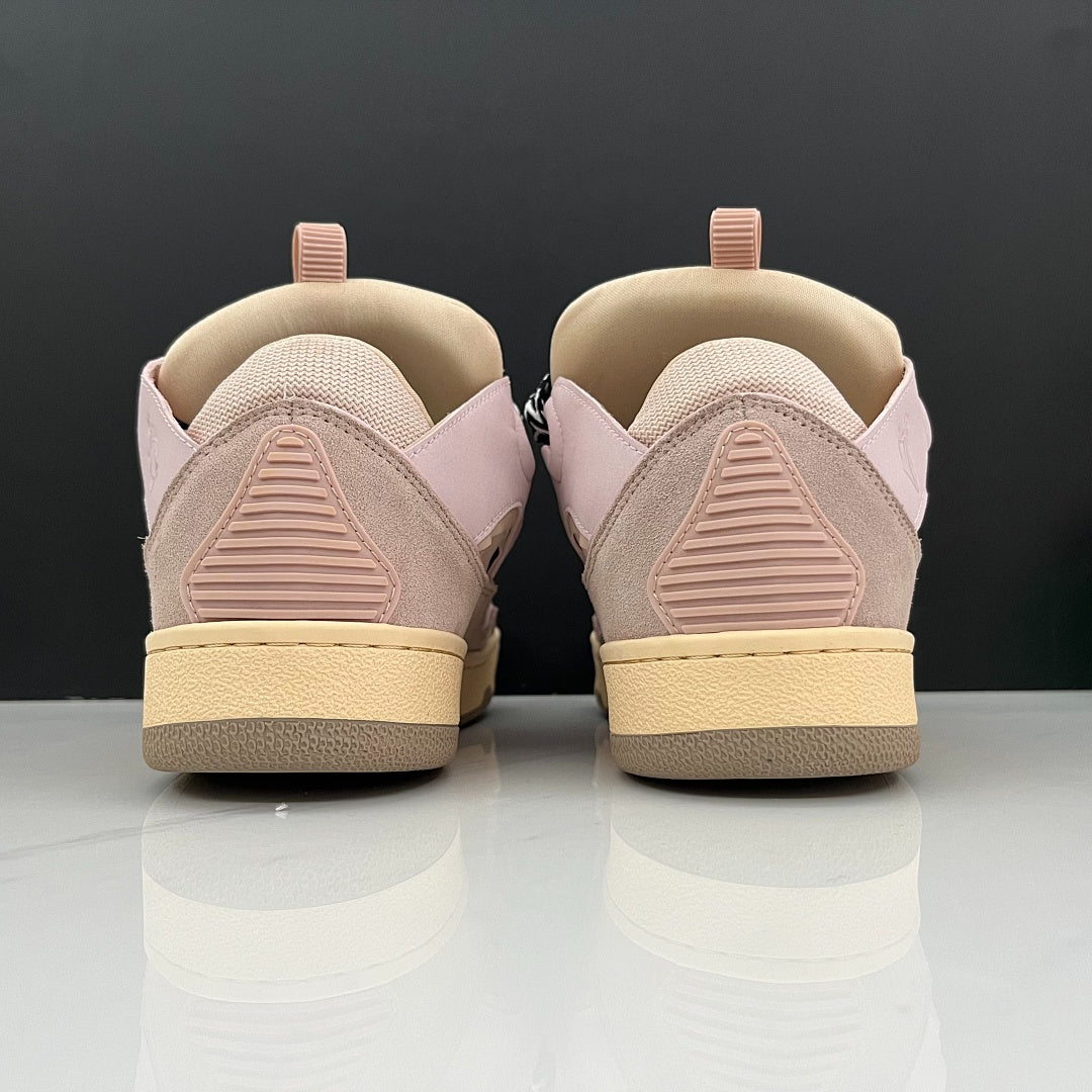 Lanvin Curb Sneakers 'Light Pink' - Black/White Chevron Laces