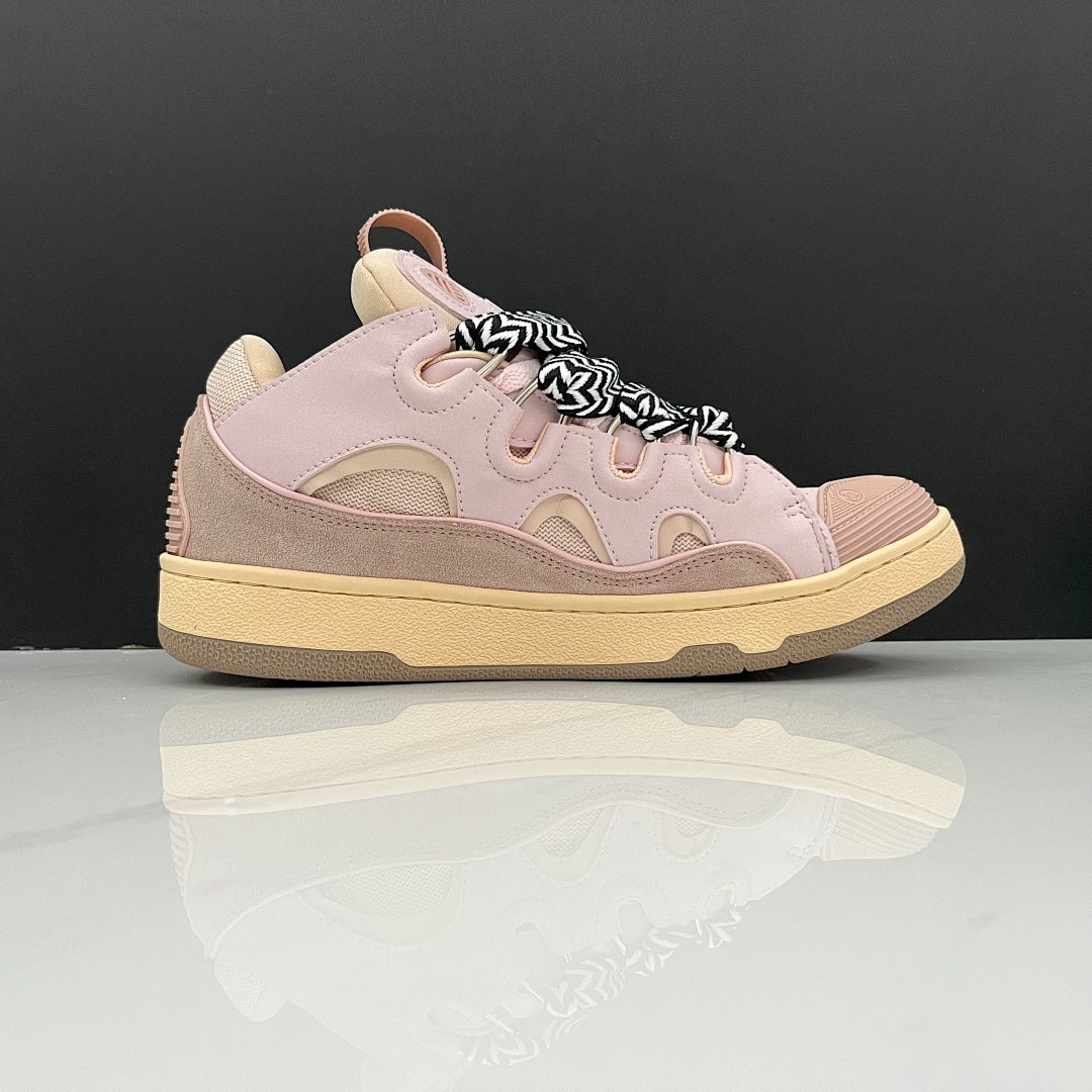 Lanvin Curb Sneakers 'Light Pink' - Black/White Chevron Laces