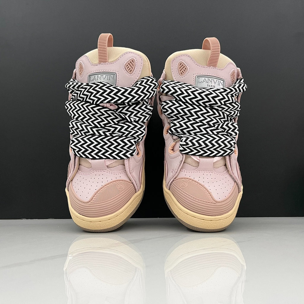 Lanvin Curb Sneakers 'Light Pink' - Black/White Chevron Laces