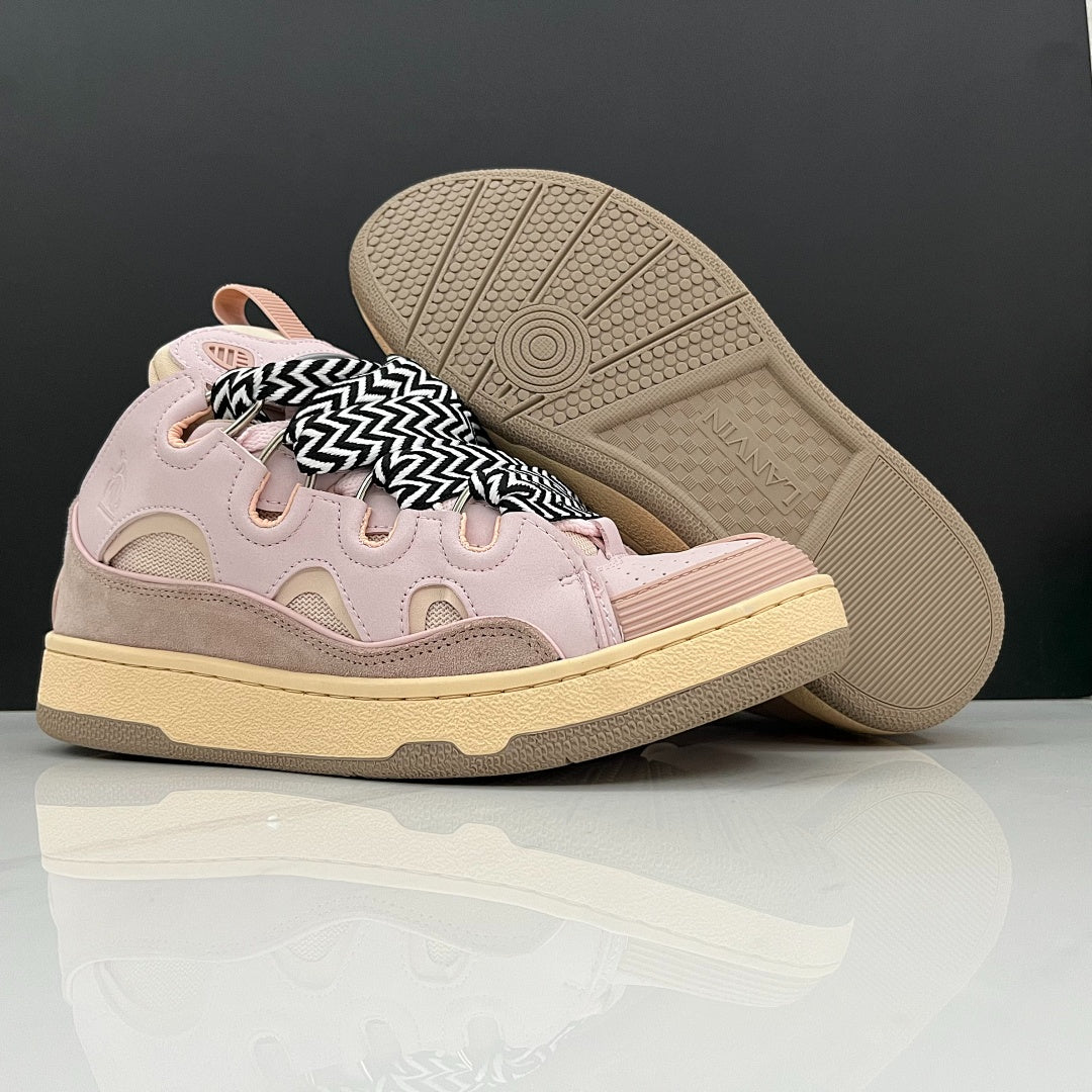 Lanvin Curb Sneakers 'Light Pink' - Black/White Chevron Laces